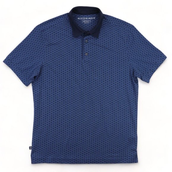 Mizzen+Main Other - Mizzen & Main Polo Shirt Men's Medium Trim Fit Blue Geometric Short Sleeve